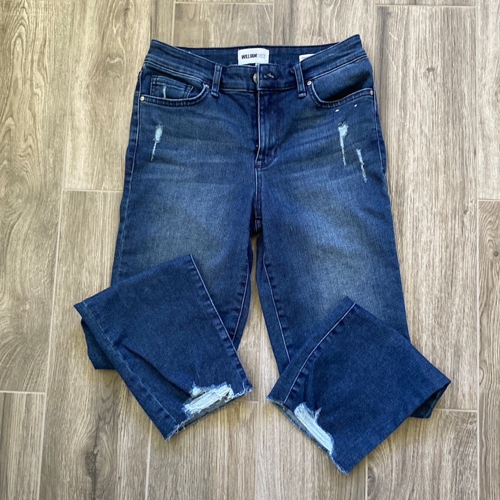 William Rast Distressed Hem High Rise Crop Jeans